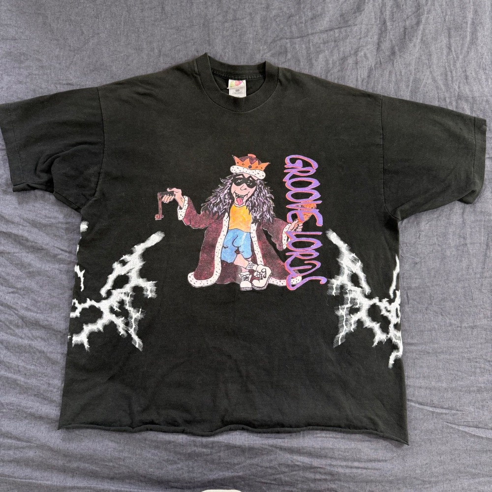 RARE Vintage Groove Lords Dinner in Purgatory Cropped Raw Hem Tee XXL